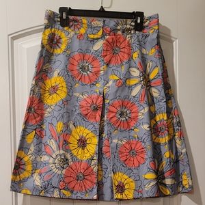 Merona 100% cotton floral a-line midi skirt 8